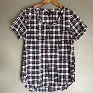Plaid Gap Scoop Neck Top